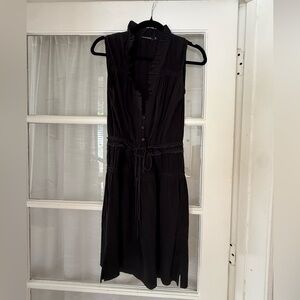 Chic Black Button-Down Midi Dress